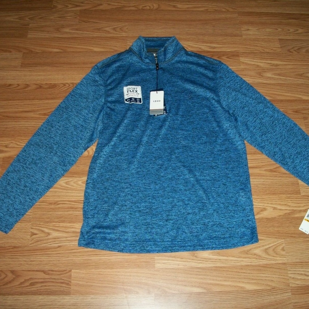 IZOD Stretch Advantage Performance Zip Marled Top
